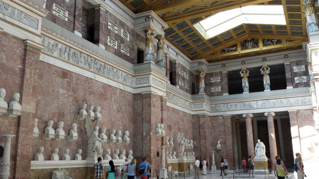 Busts and plaques inside Walhalla