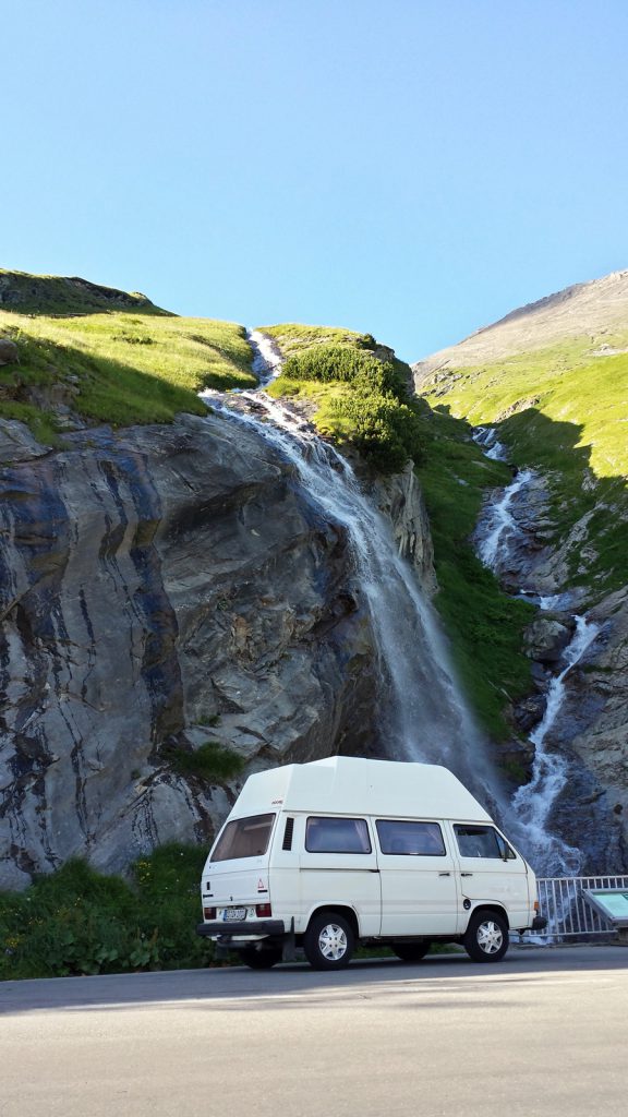 Waterfall next to the road to Pasterze