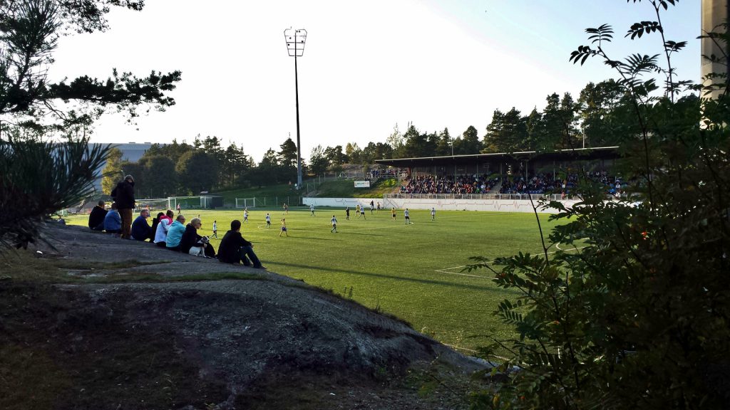 Football stadium with a free "rock tribune"