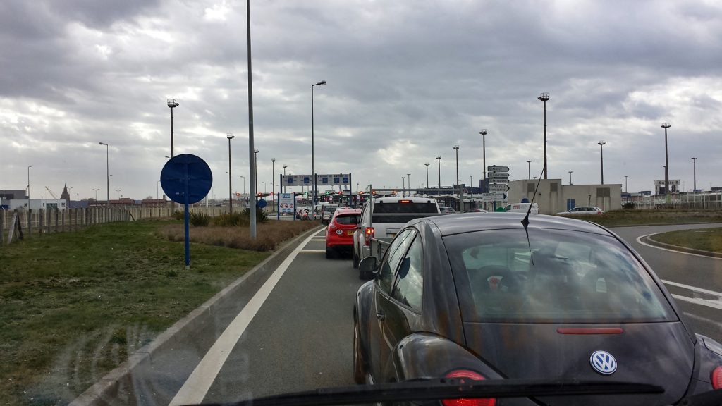 Traffic jam at border control