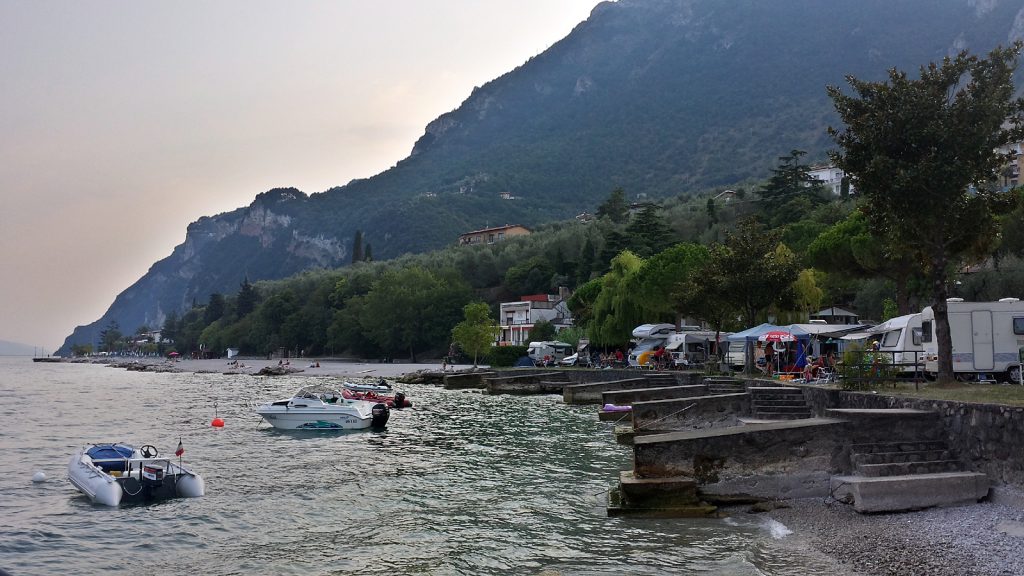 Campsite at the shore of Lake Garda