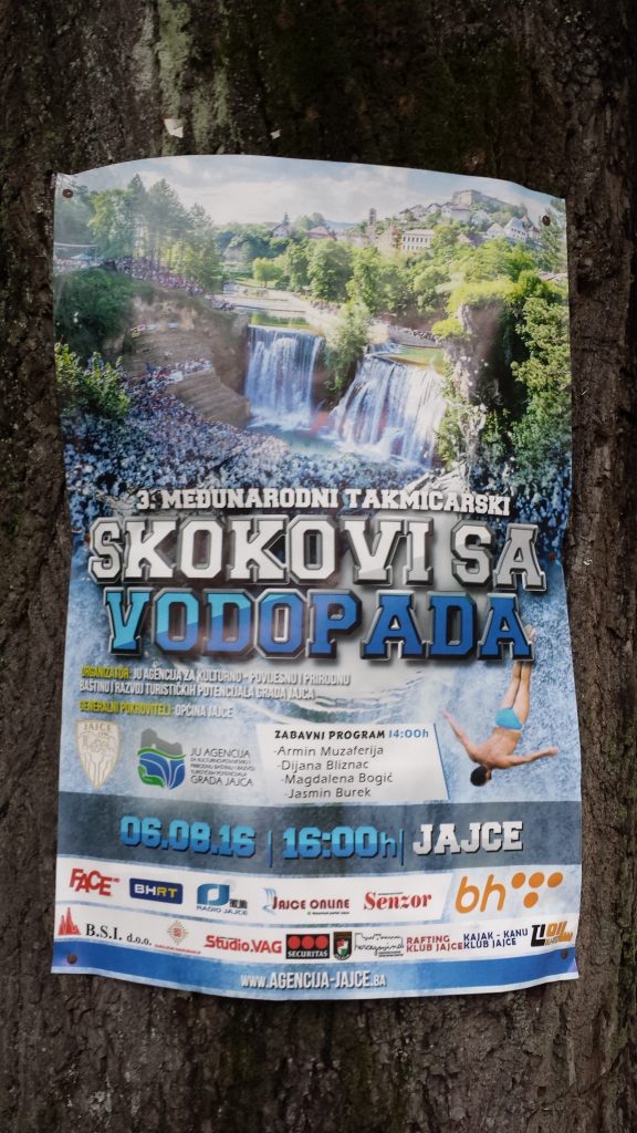 Werbung für das Event des Jahres Wasserfall Sprung Jajce 