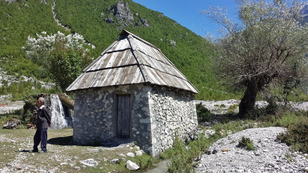 Wassermühle in Nderlysaj, Theth, Albanien. Sommer 2016.