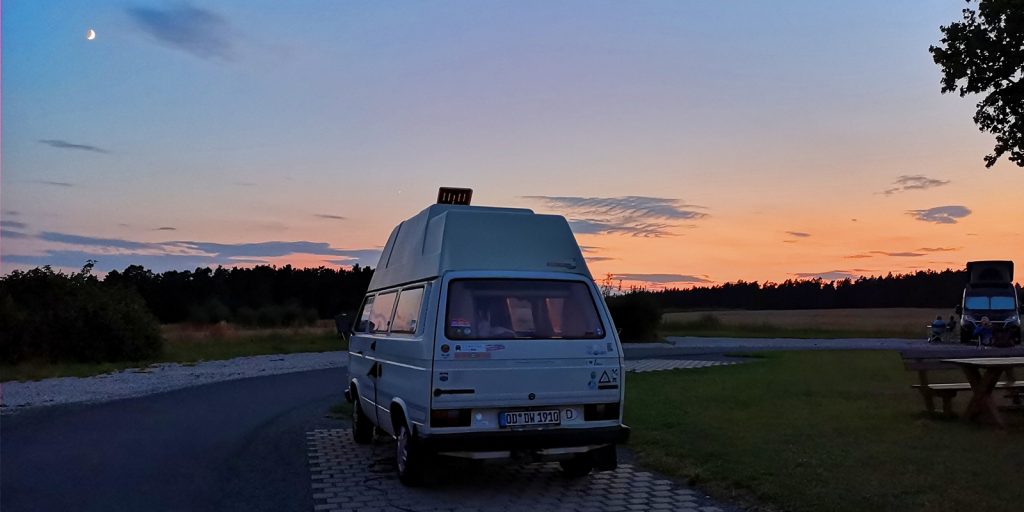 Abendstimmung auf dem WoMo-Stellplatz Hochstahl